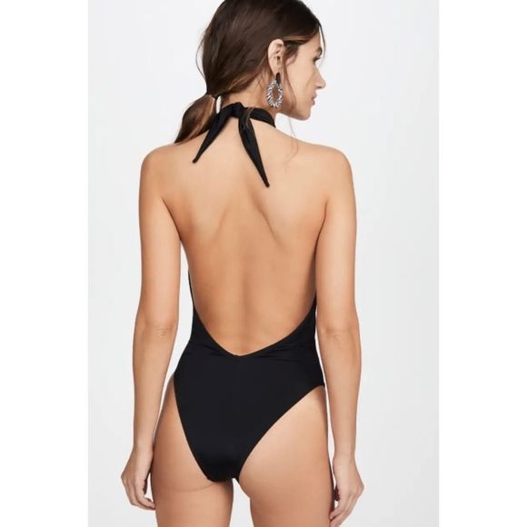 Free People x Reina Olga Italian Stallion One Piece Swimsuit Black Large - Picture 7 of 12